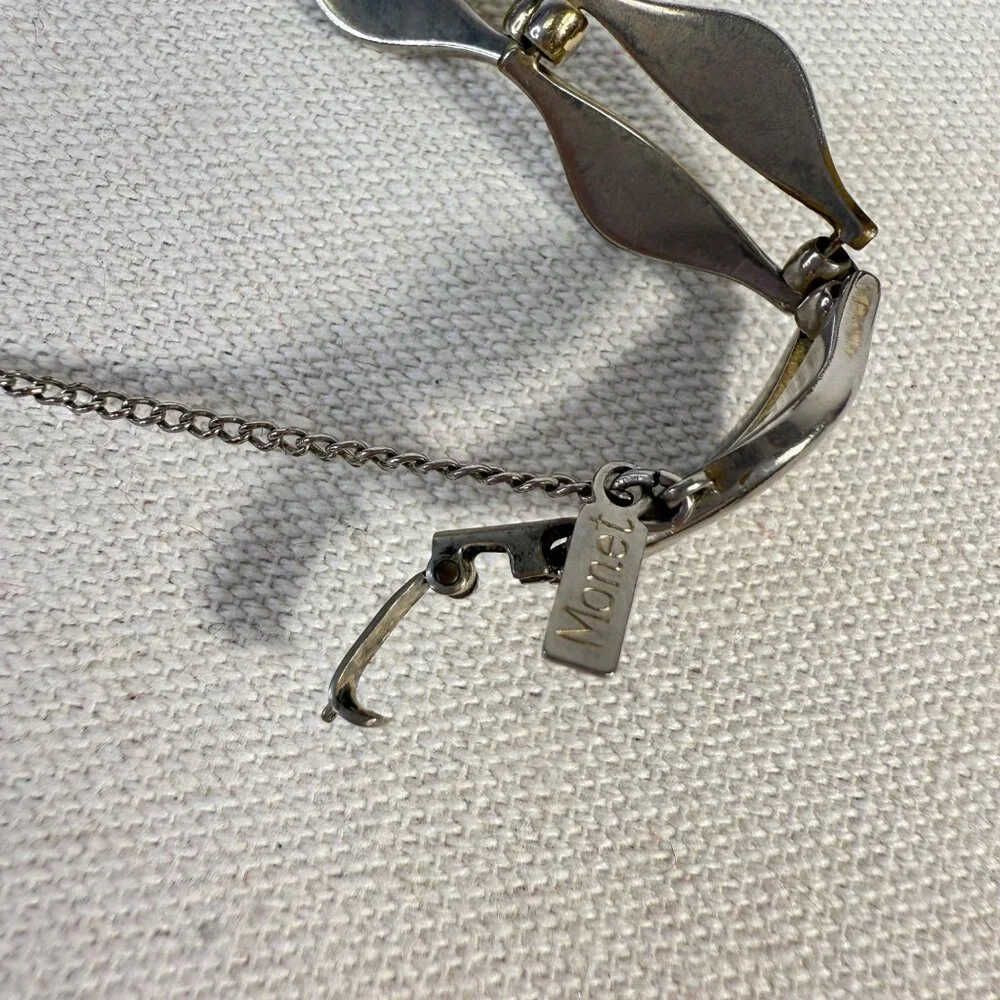 Vintage Monet Chunky Link‎ Bracelet Silver-Tone MCM Retro